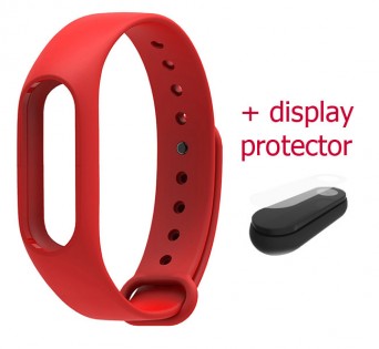  Ремінець для браслета Xiaomi Mi Band 2 Red + display protector